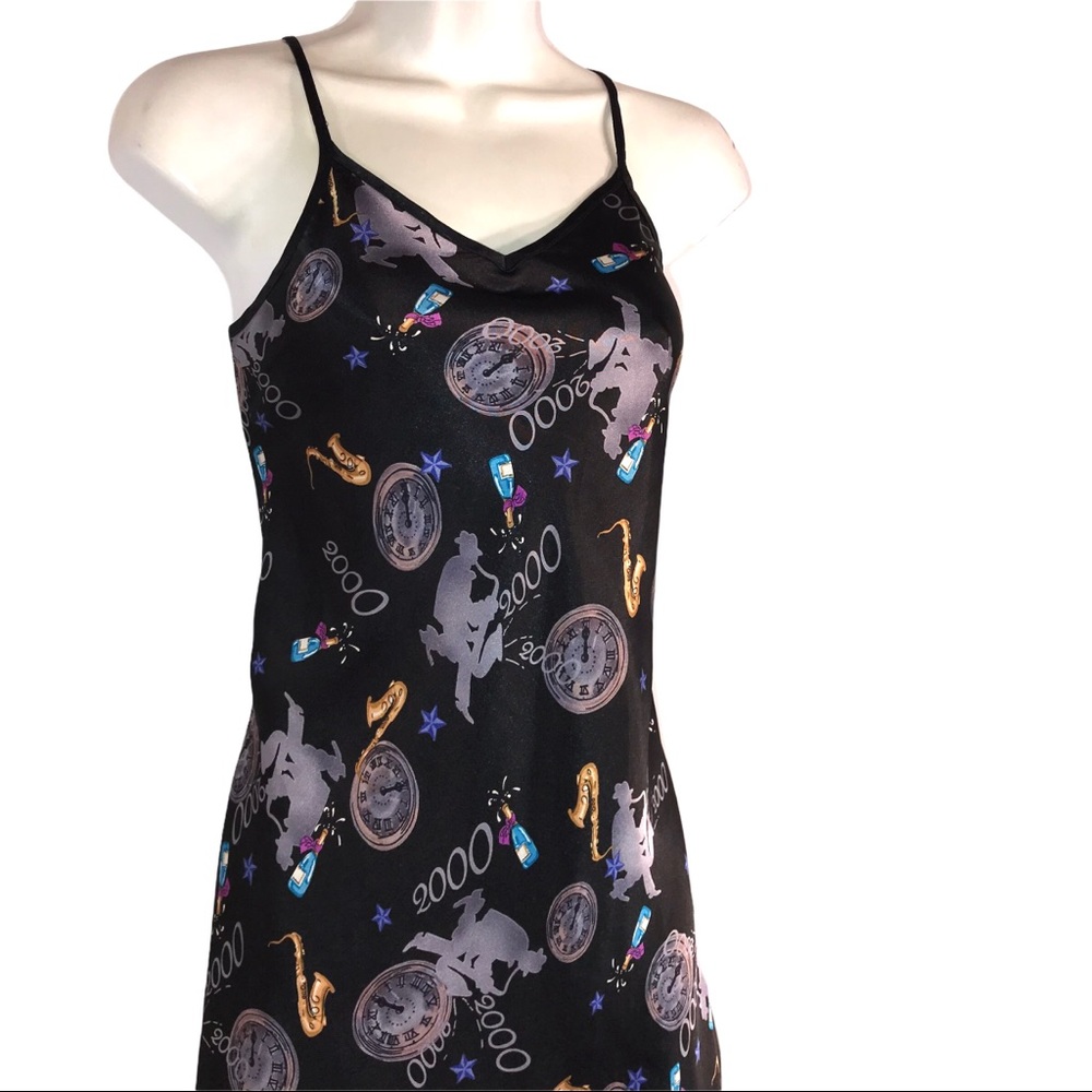 Vtg Black Satin Slip New Year’s Eve 2000 - Picture 2 of 9